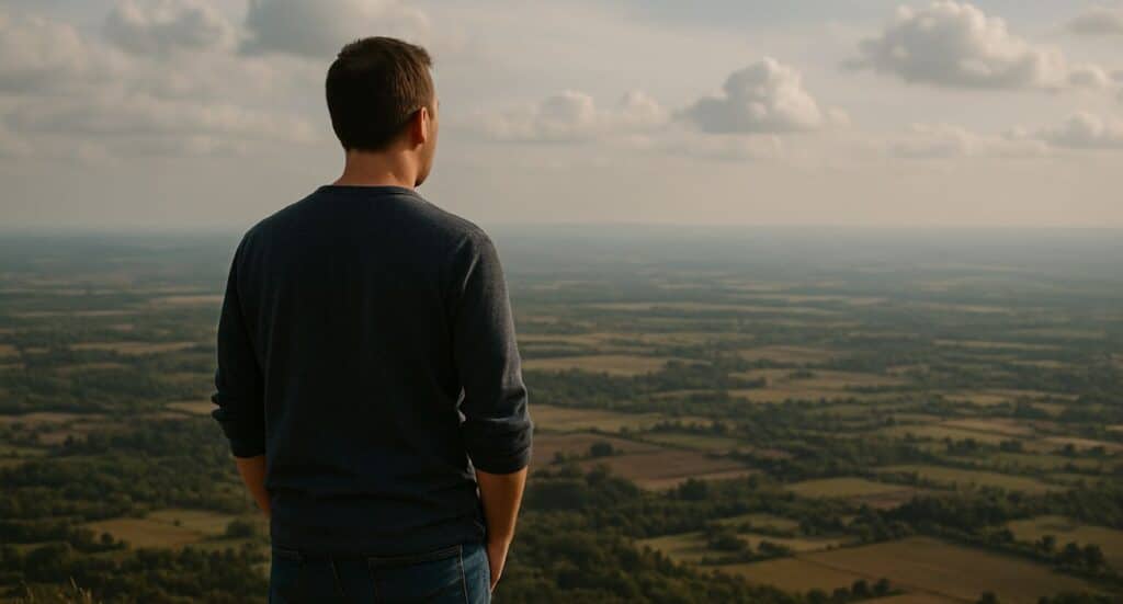 איש מסתכל על הנוף